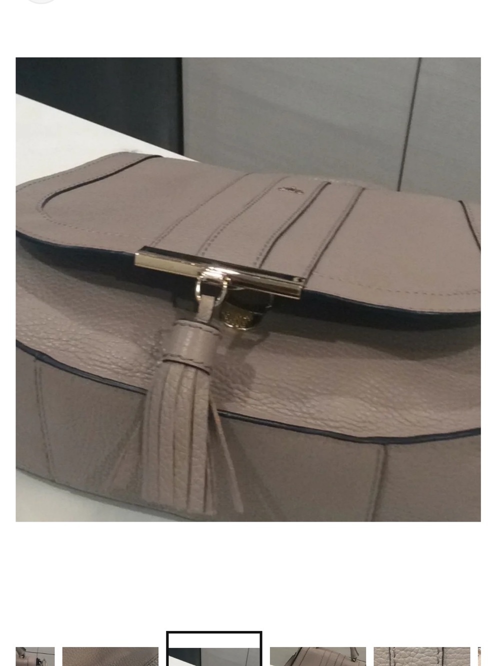 DeMellier Shoulder Crossbody Hand Bag Pebbled  Leather Khaki Color - Picture 5 of 8